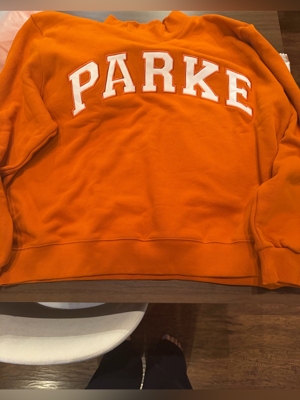 Parke Amber Pullover Sweater with White Lettering